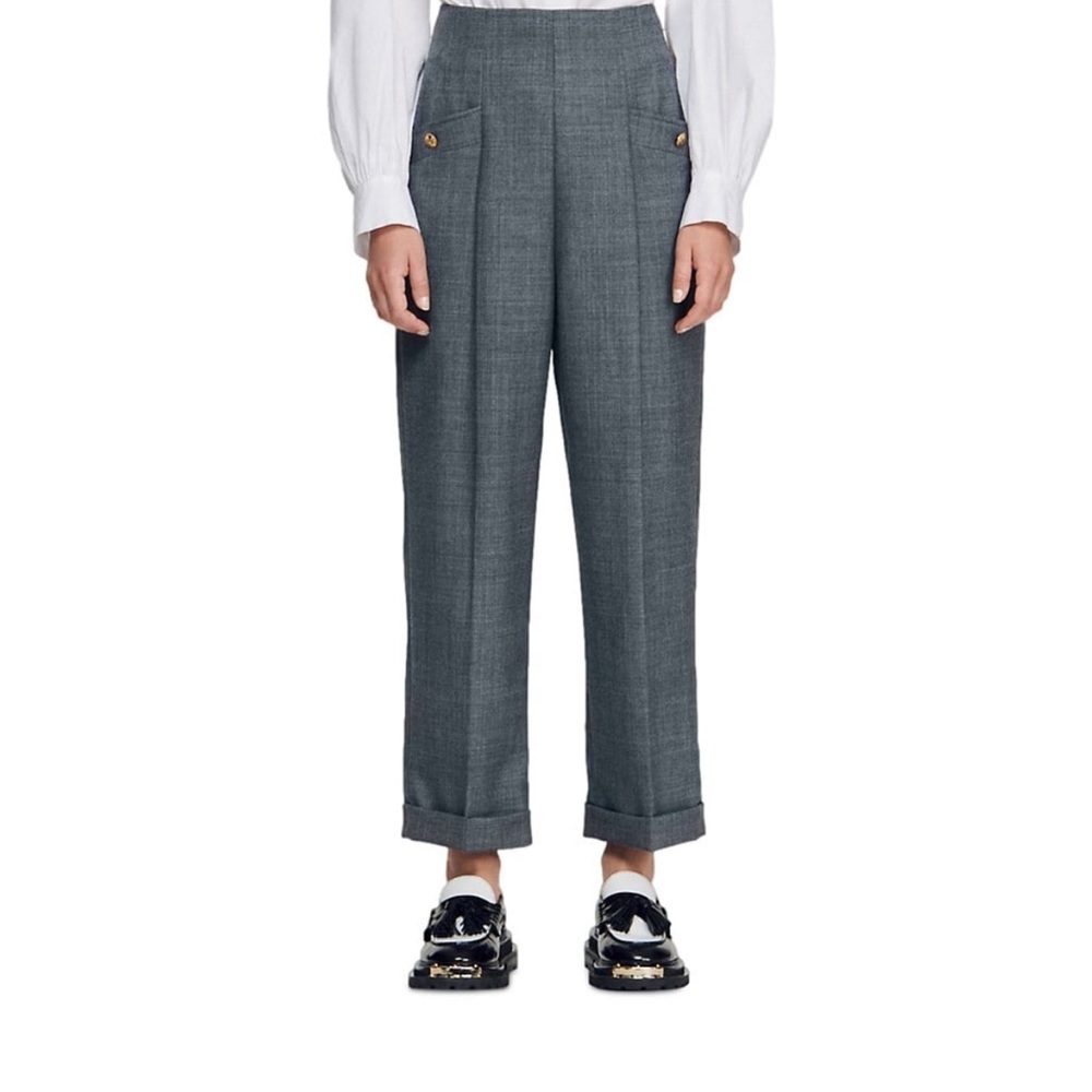 Sando Clive Wool-Blend Trousers in Dark Grey sz 40 (10) Medium - Picture 2 of 12